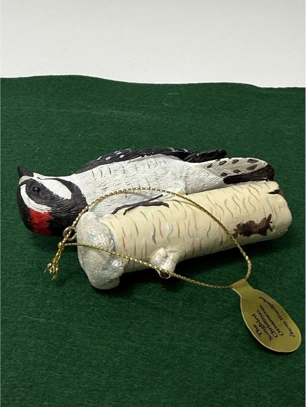 VTG Danbury Mint Christmas Ornament Song Bird Figurine Downy WoodPecker 4